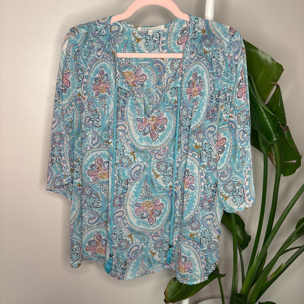 Nordstrom Daniel Rainn Floral Boho Paisley Women's Sheer Top Size Medium